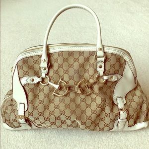 Gucci Ivory Leather Horsebit Tote